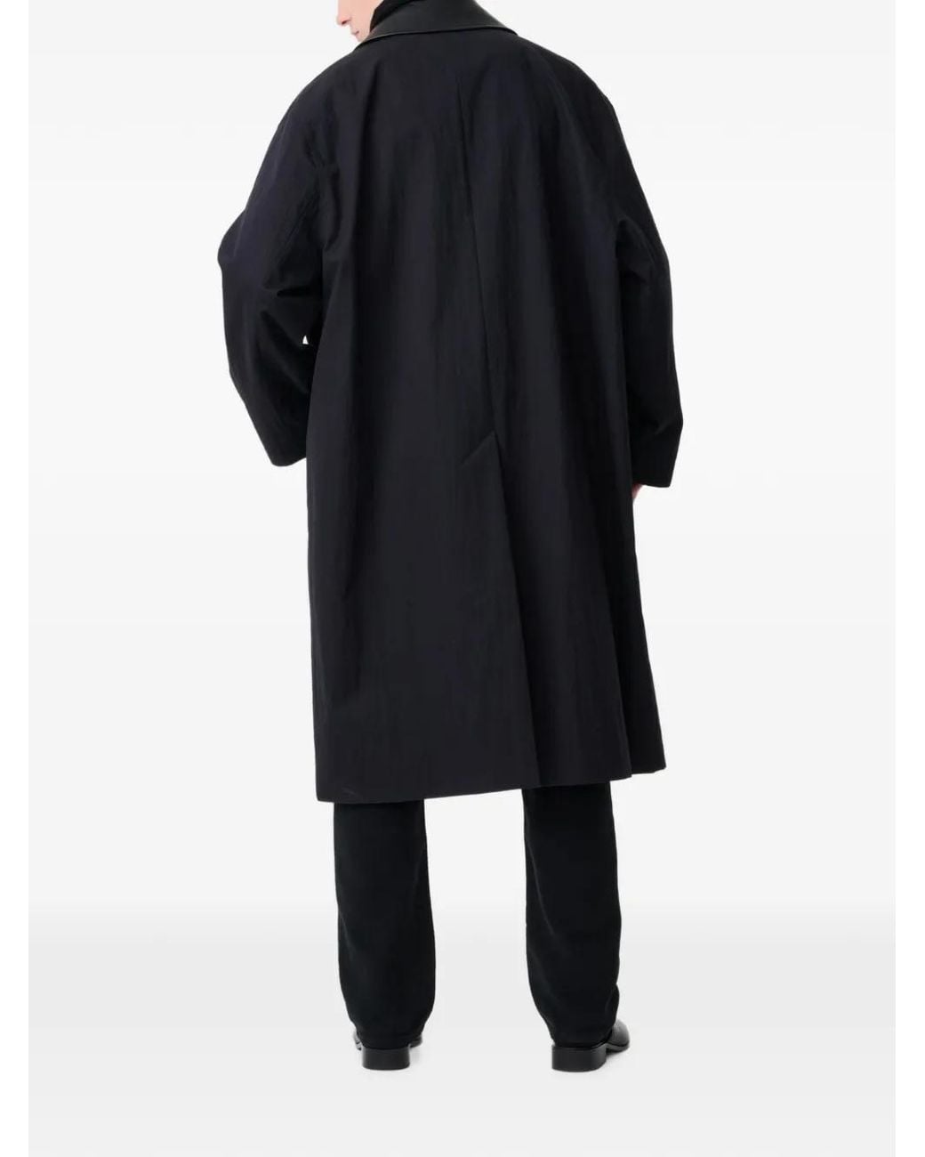 Studio Nicholson Blue Leather-Collar Trench Coat for men