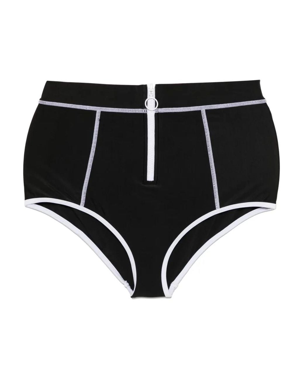 Duskii Black High-Waisted Zipped Swim Bottom