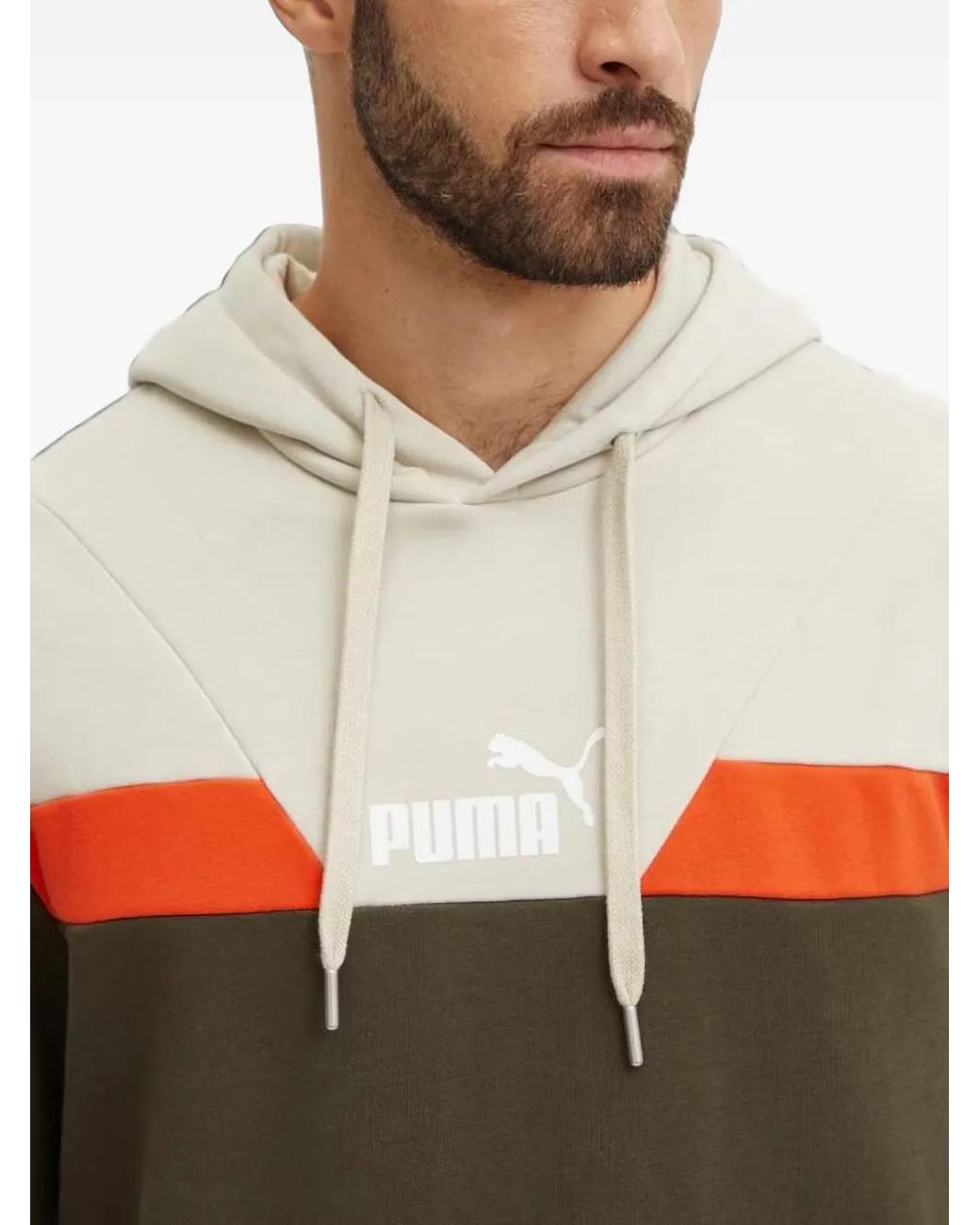 PUMA Green Logo-Print Drawstring Hoodie for men