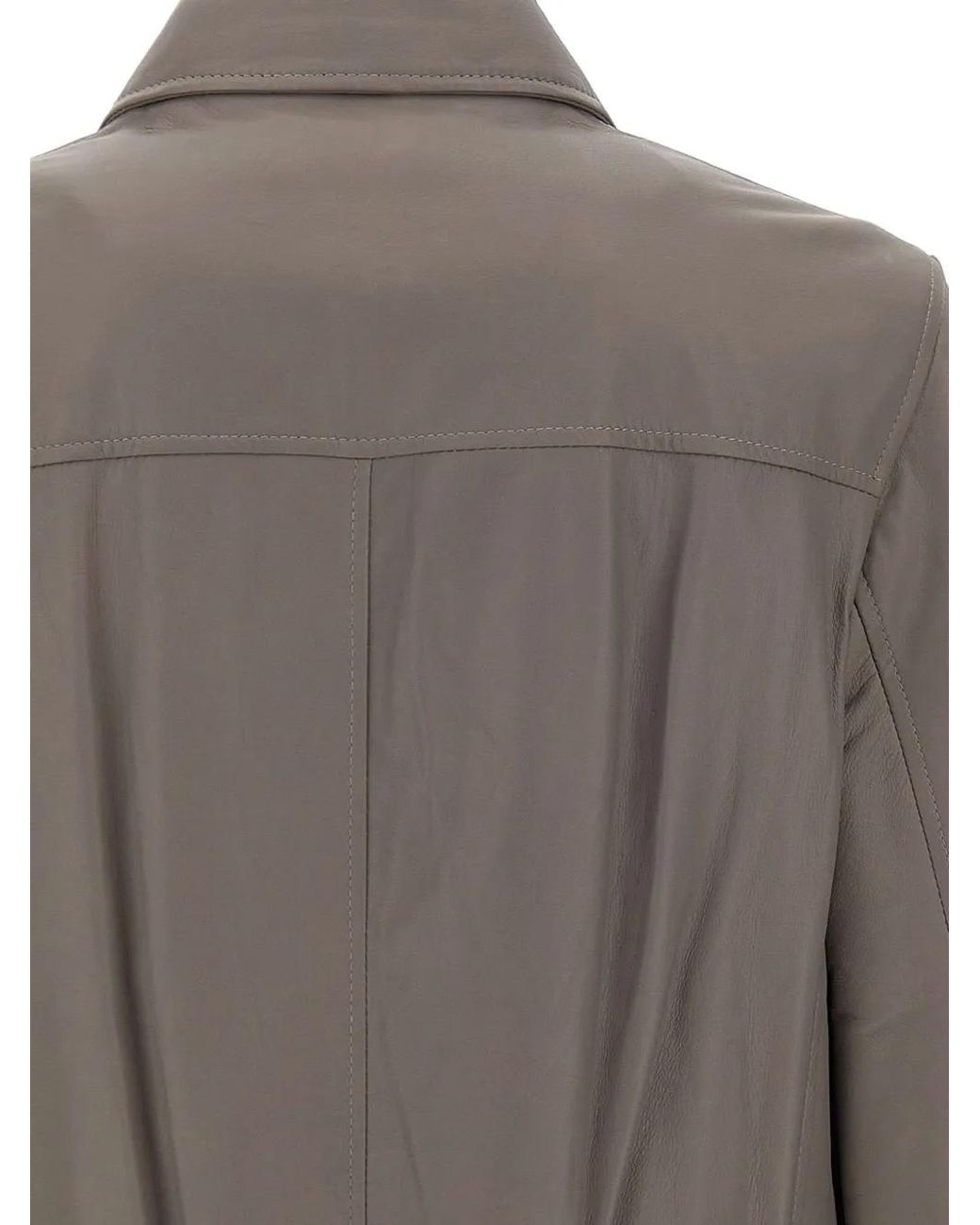 Volfagli Gray Angioino Zip-Up Leather Jacket for men