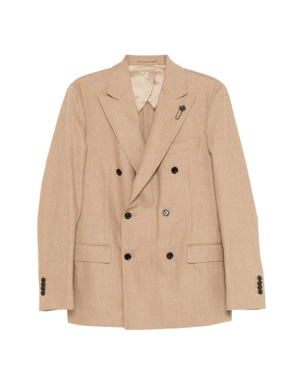 Lardini Natural Double-Breasted Peak-Lapels Blazer for men