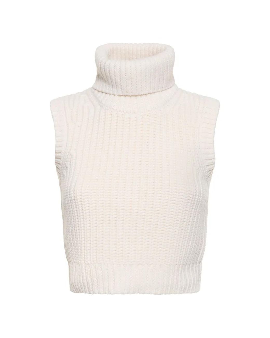 Michael Kors White Ribbed High-Collar Vest