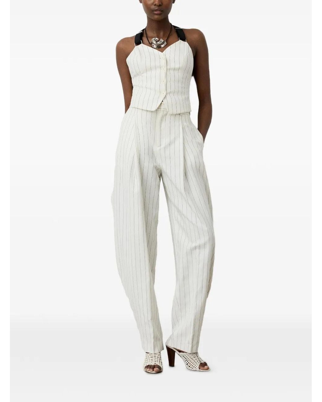Ralph Lauren White Donella Striped Suspender Bustier Top