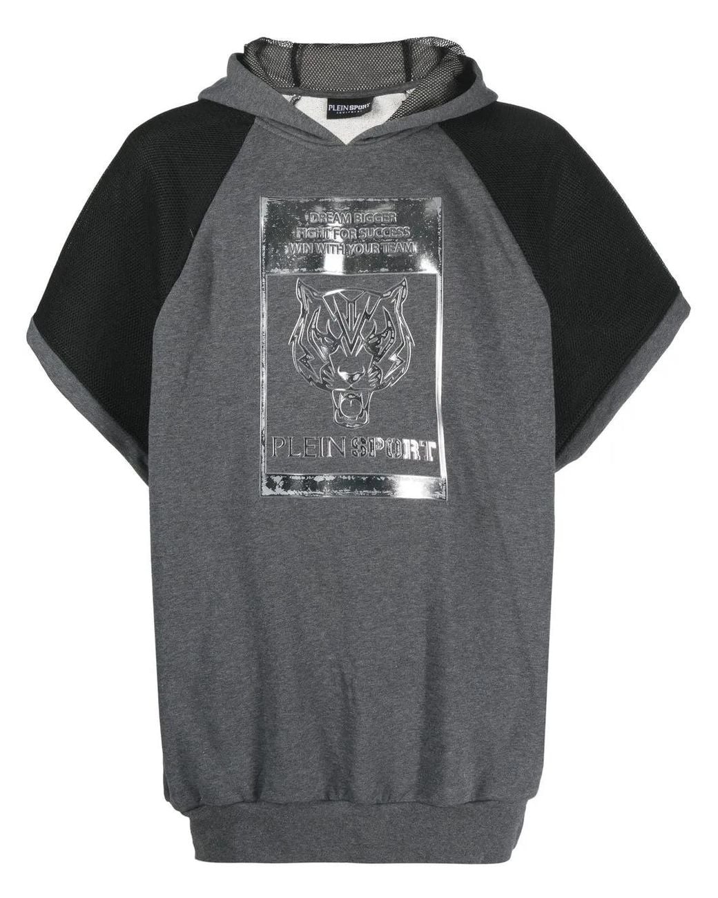 Philipp Plein Black Graphic-Print Short-Sleeve Hoodie for men