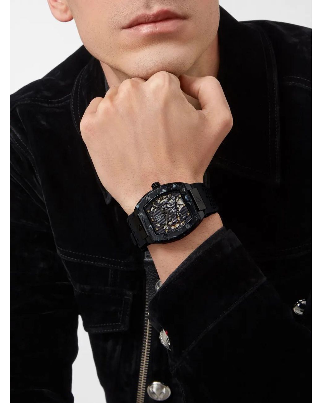 Philipp Plein Black The $Keleton 44Mm for men