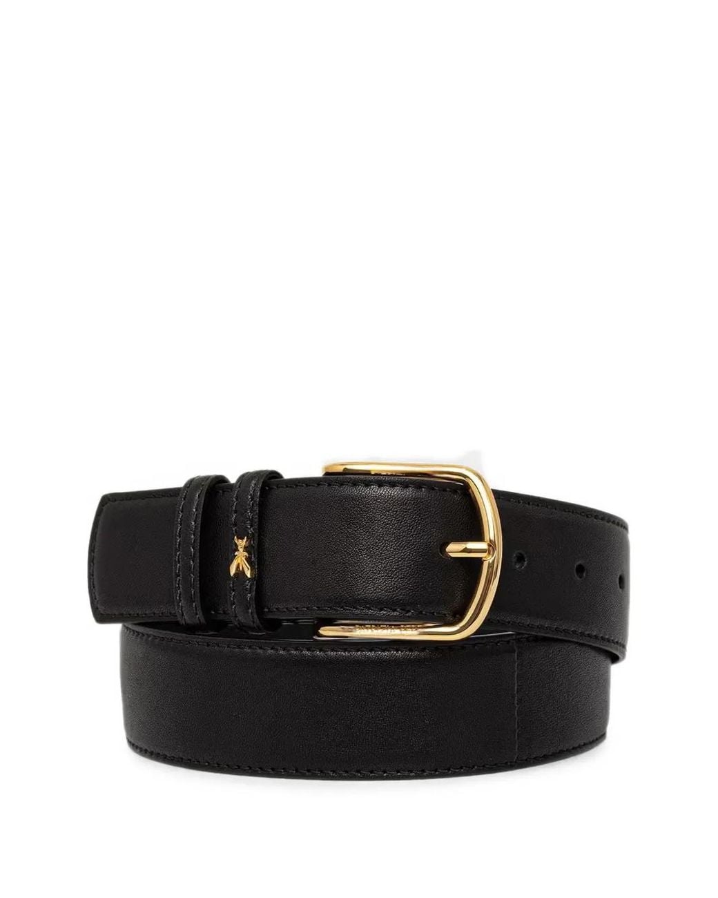 Patrizia Pepe Black Logo-Plaque Leather Belt