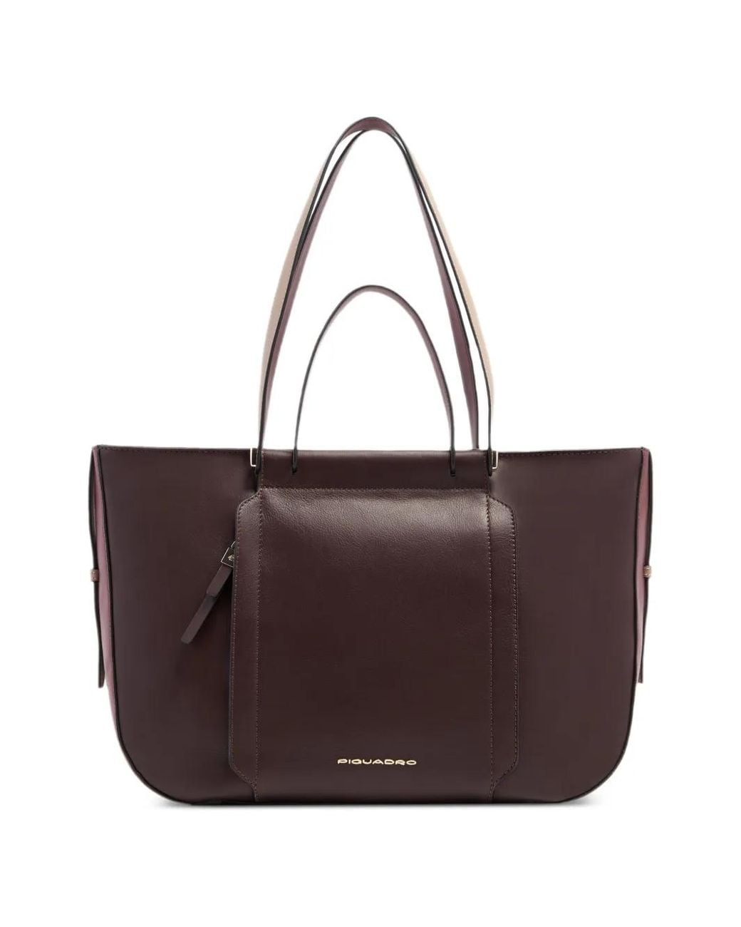 Piquadro Brown Logo-Plaque Tote Bag