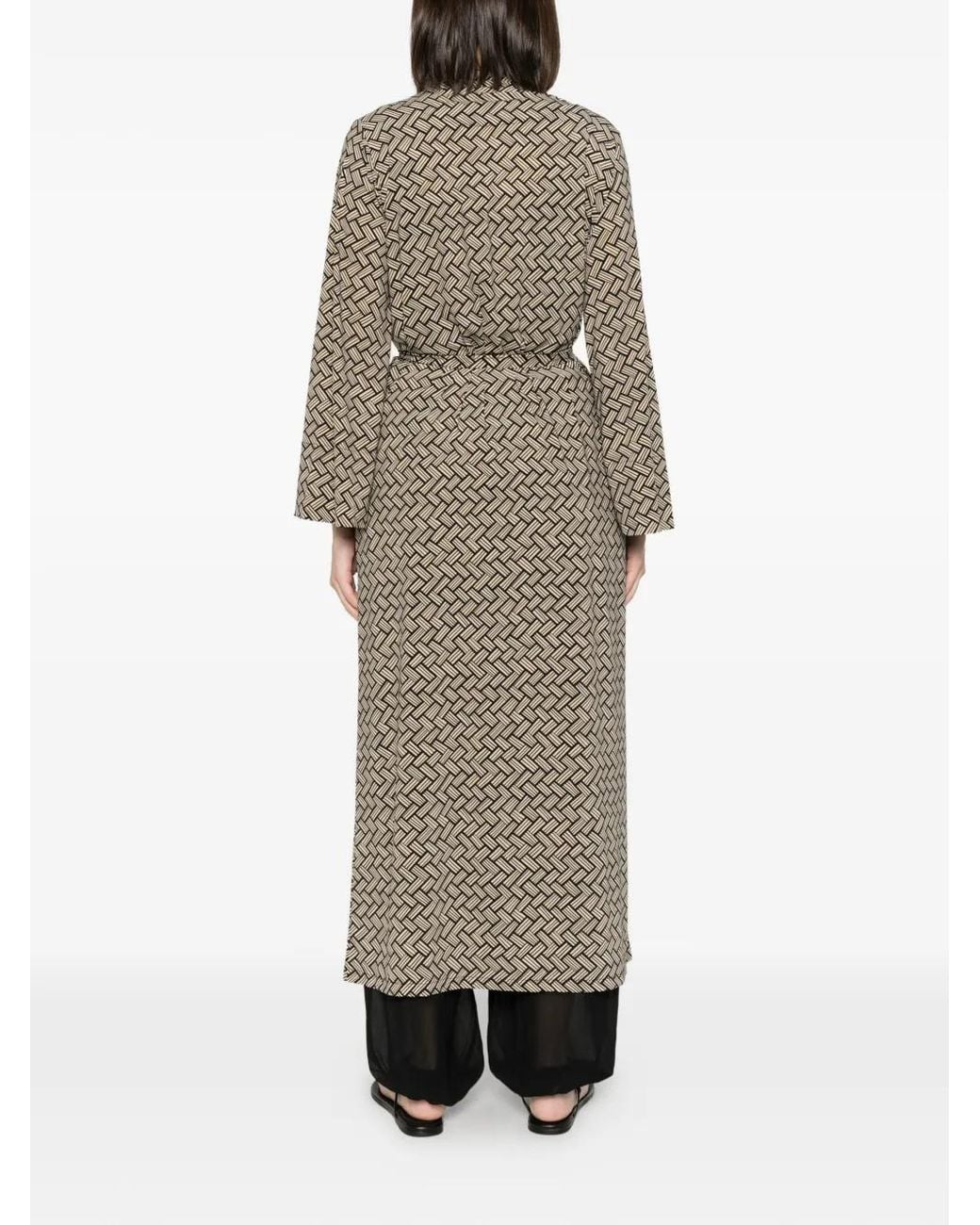Siyu Natural Geometric-Print Wrap Coat