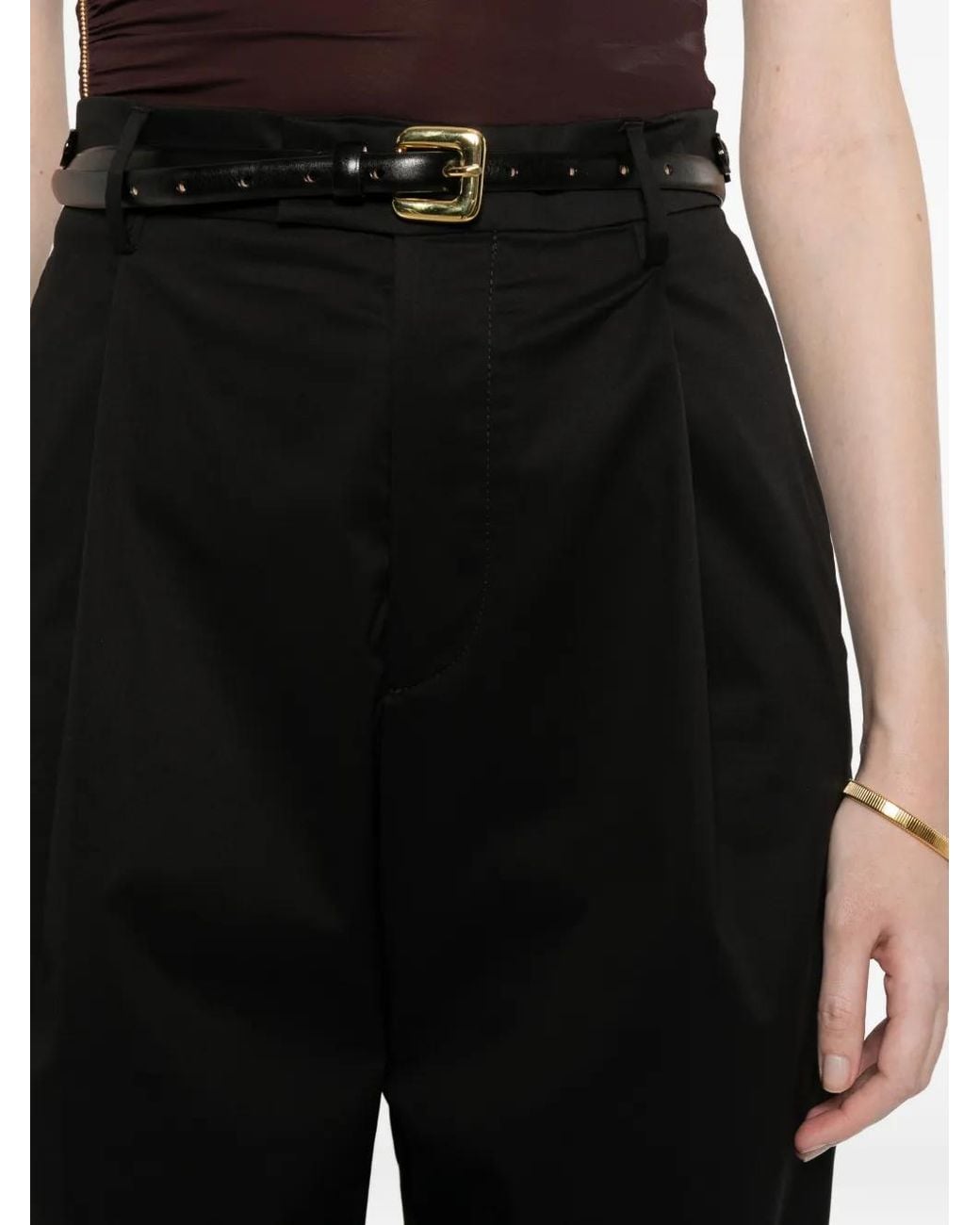 Berwich Black Simona 1P Pleated Trousers