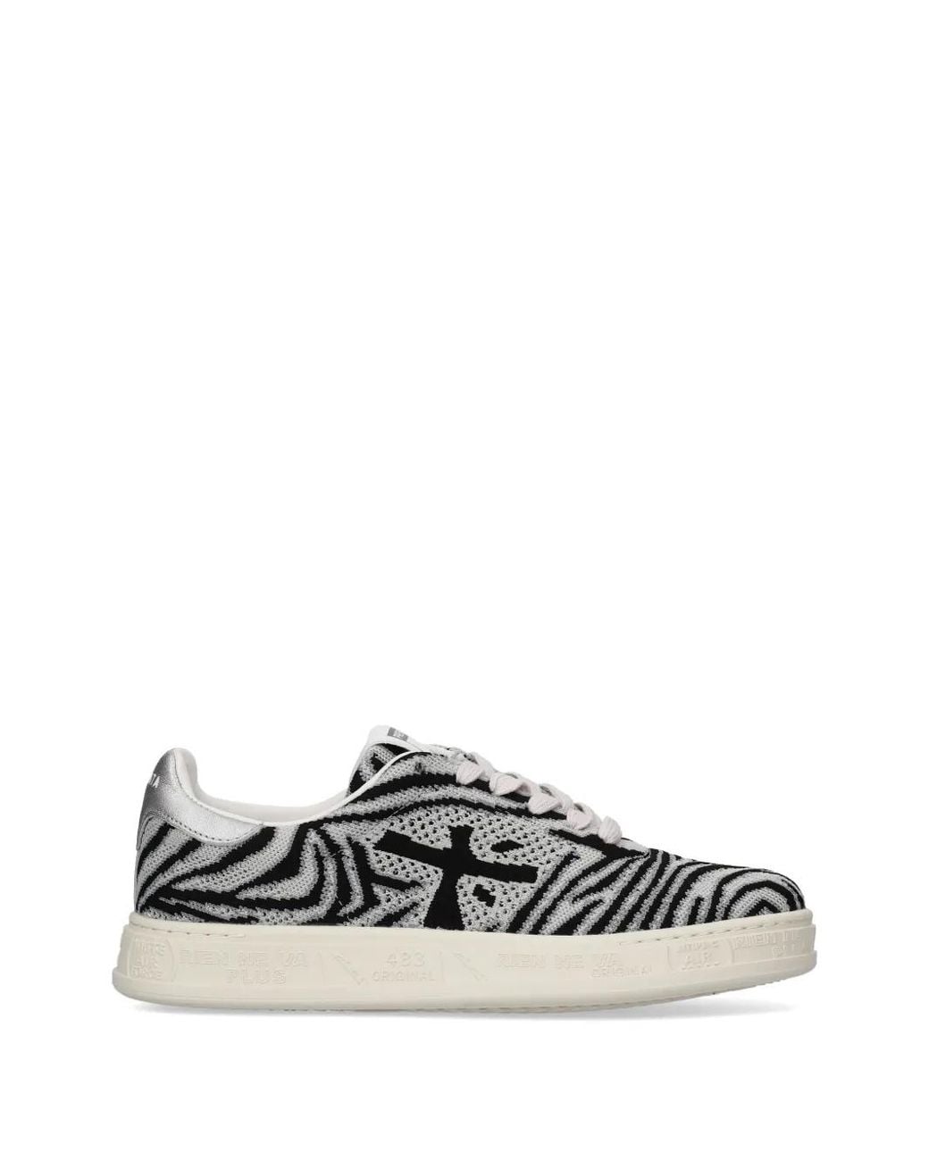 Premiata White Quinnd Zebra-Print Sneakers