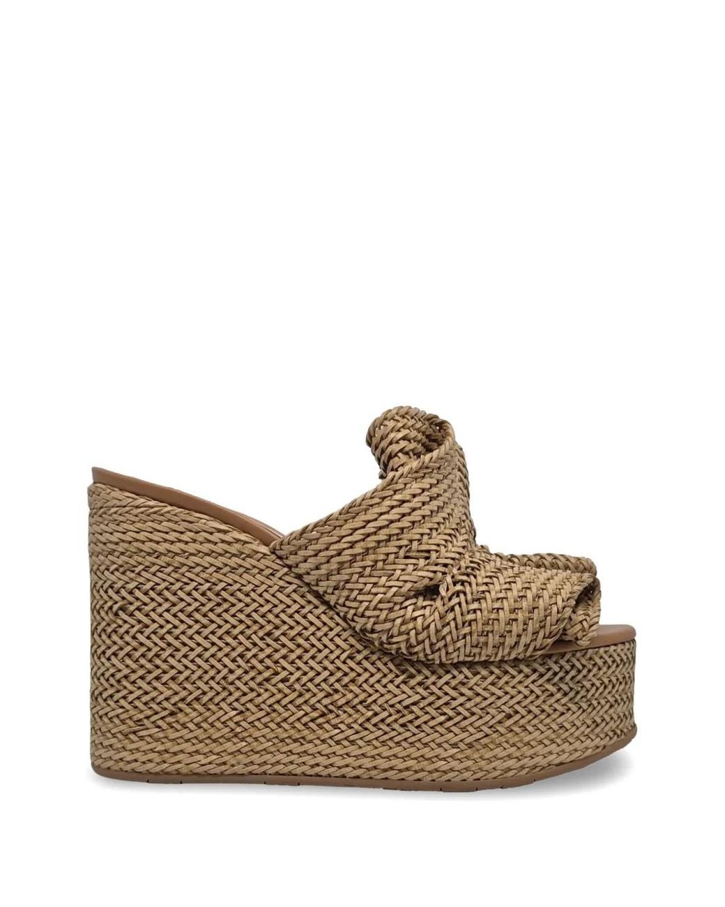 Casadei Brown Woven Wedge Heeled Sandals