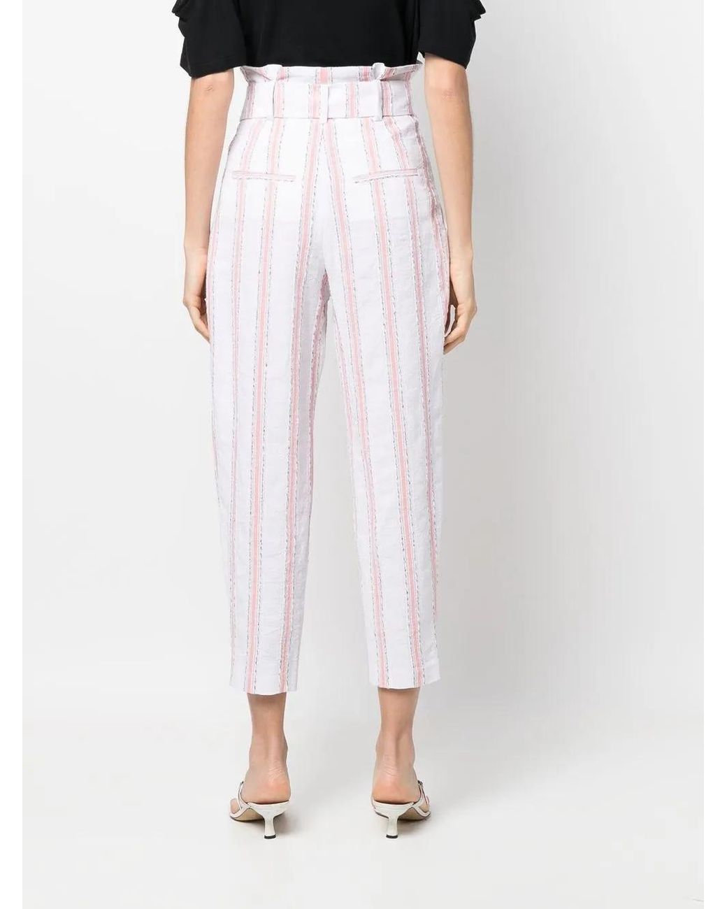 IRO White Rula Striped-Leg Trousers