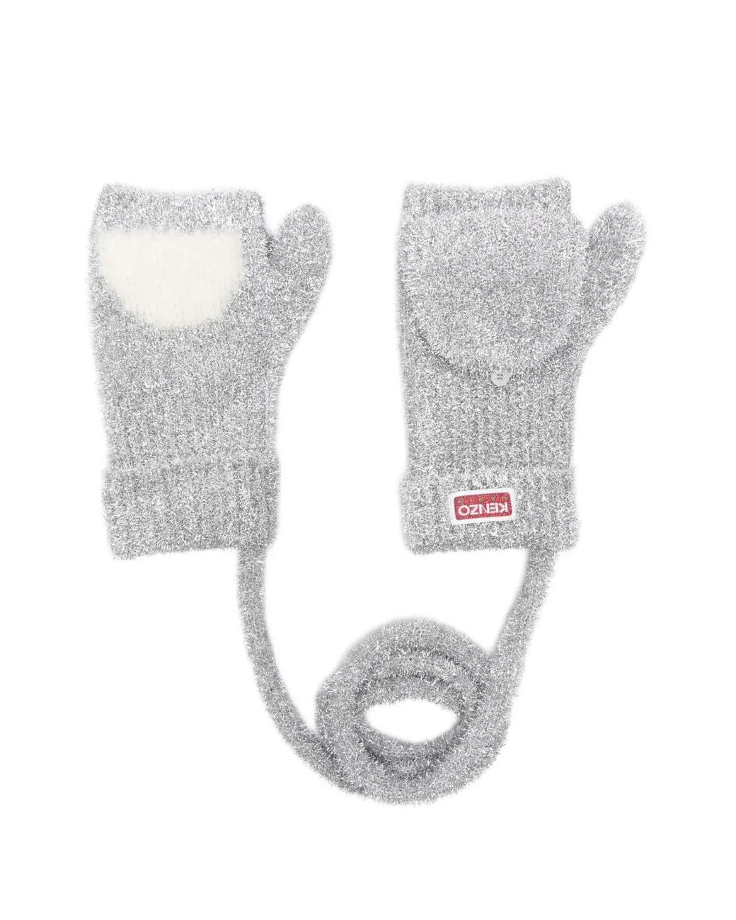 KENZO White Logo-Patch Gloves