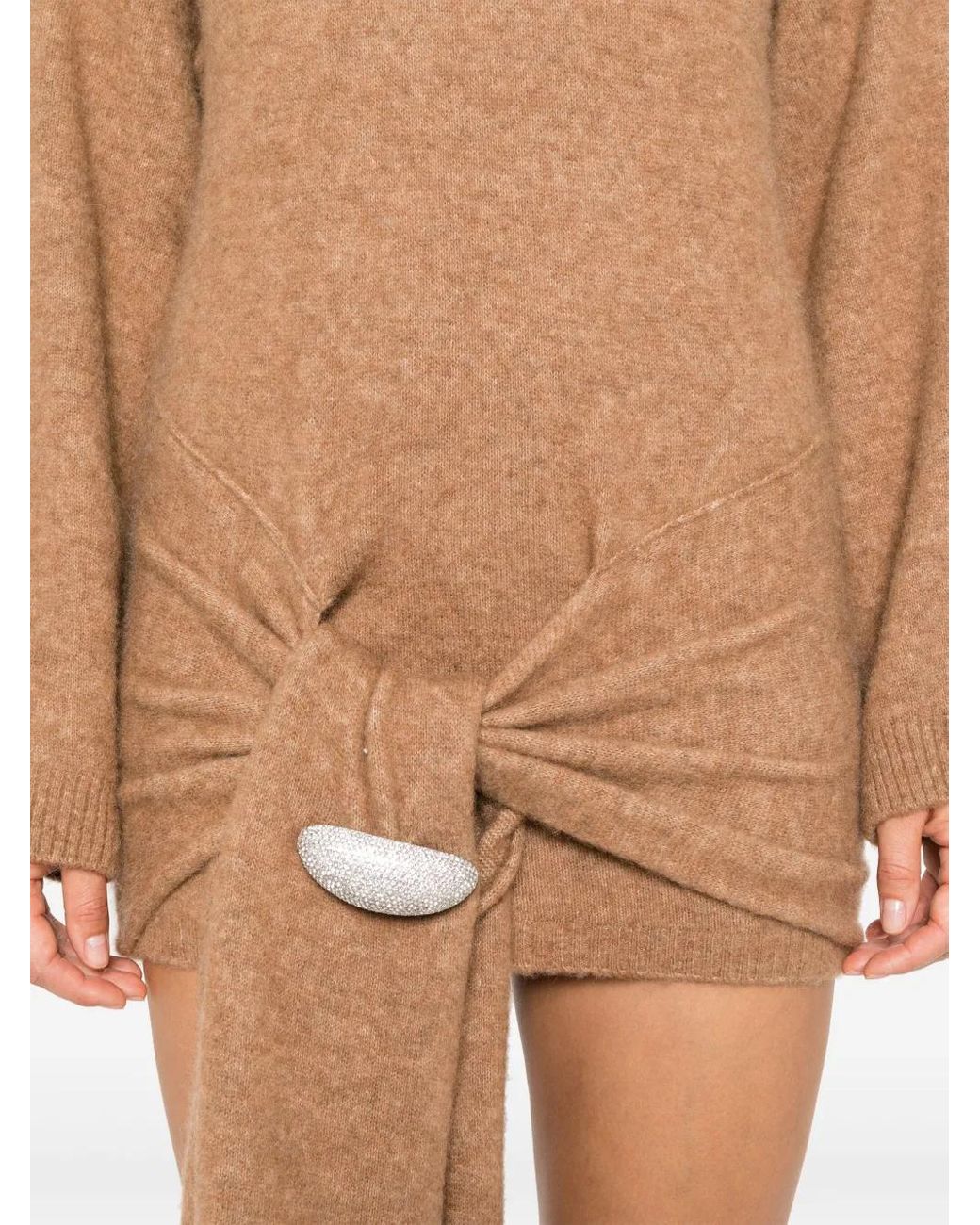 GIUSEPPE DI MORABITO Brown Brooch-Detail Mini Dress
