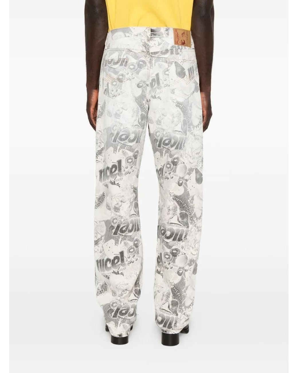 Martine Rose White Print-Detail Pocket Jeans for men