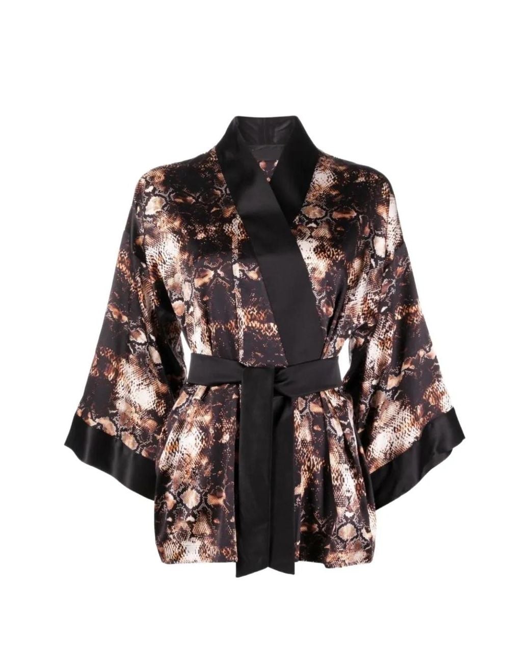 Tessitura Body Couture Brown Snake-Print Blouse