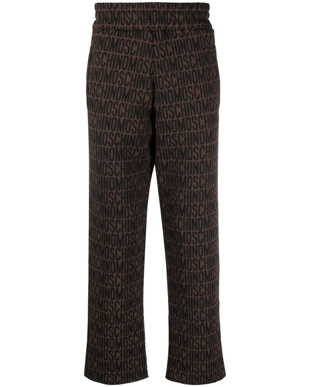 Moschino Black Logo-Jacquard Straight-Leg Trousers for men