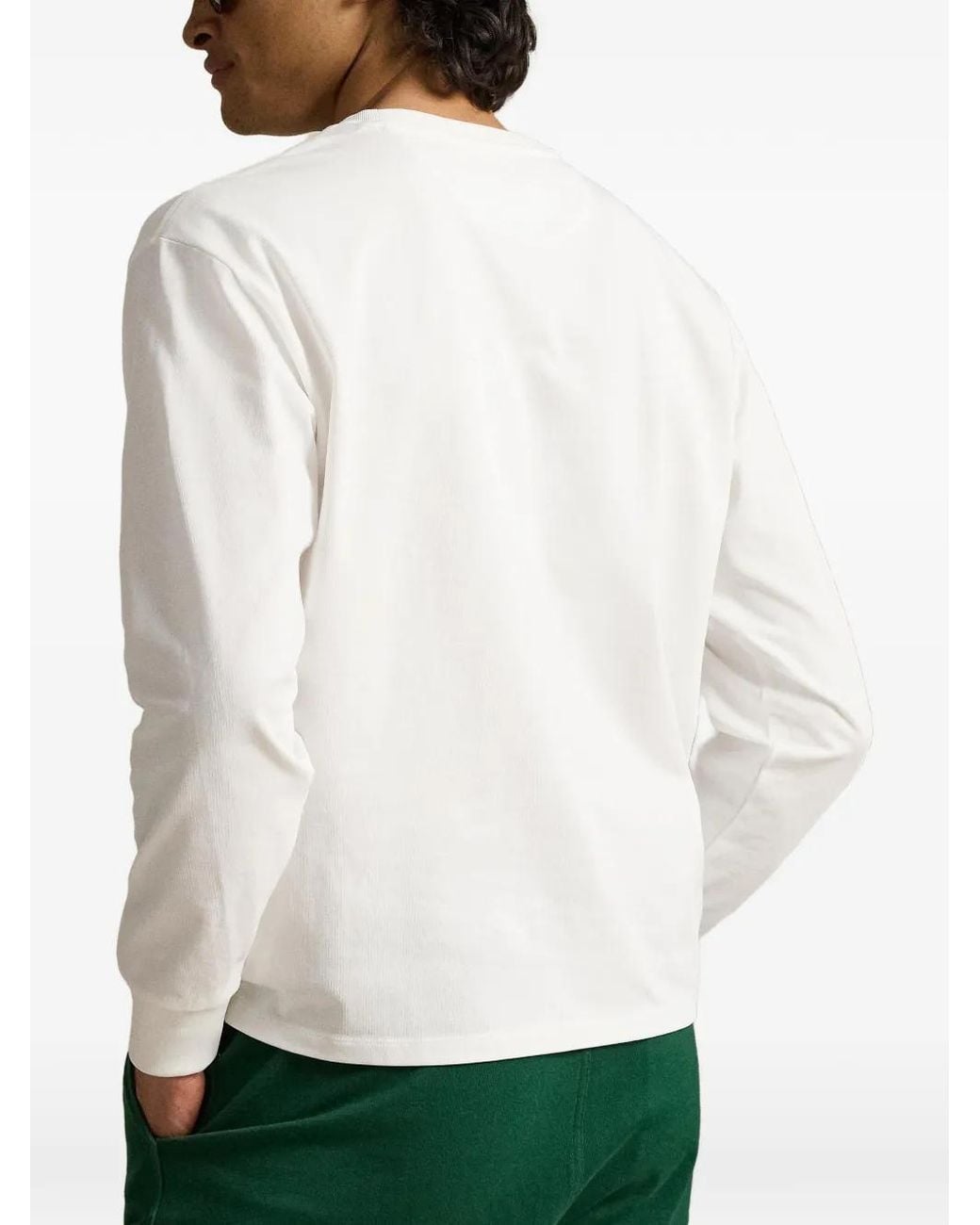 Polo Ralph Lauren White Wimbledon Long-Sleeve Pocket Sweatshirt for men