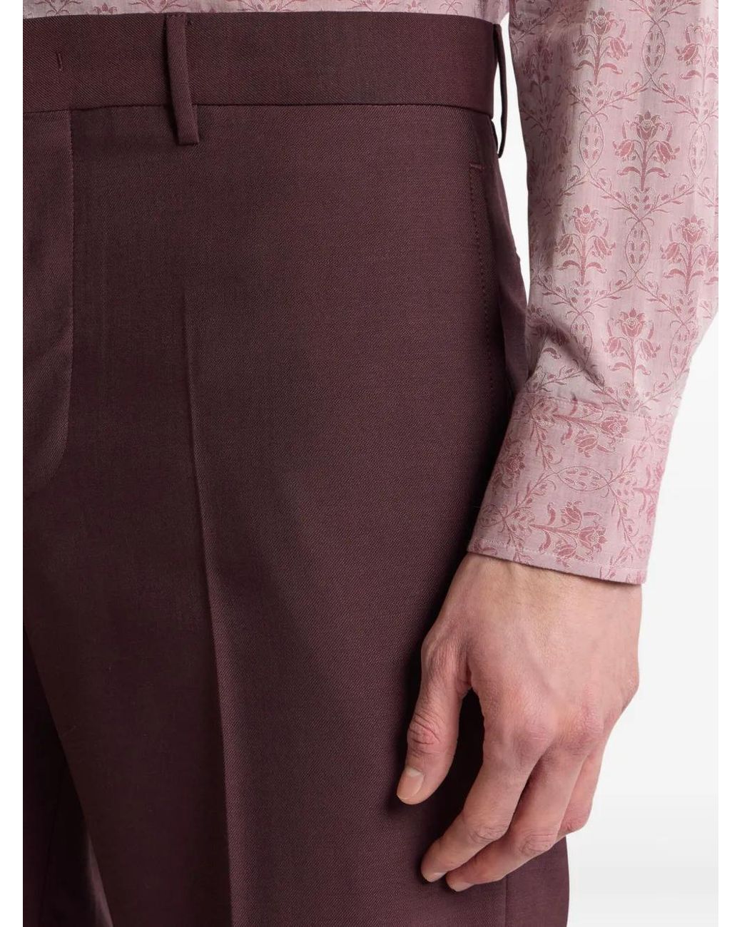 Etro Straight Wollen Broek in het Purple voor heren
