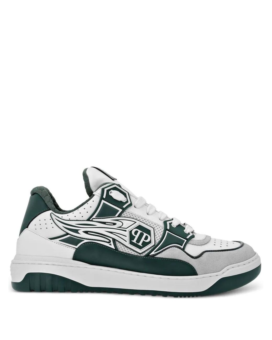 Philipp Plein Green Logo-Patch Low-Top Sneakers for men