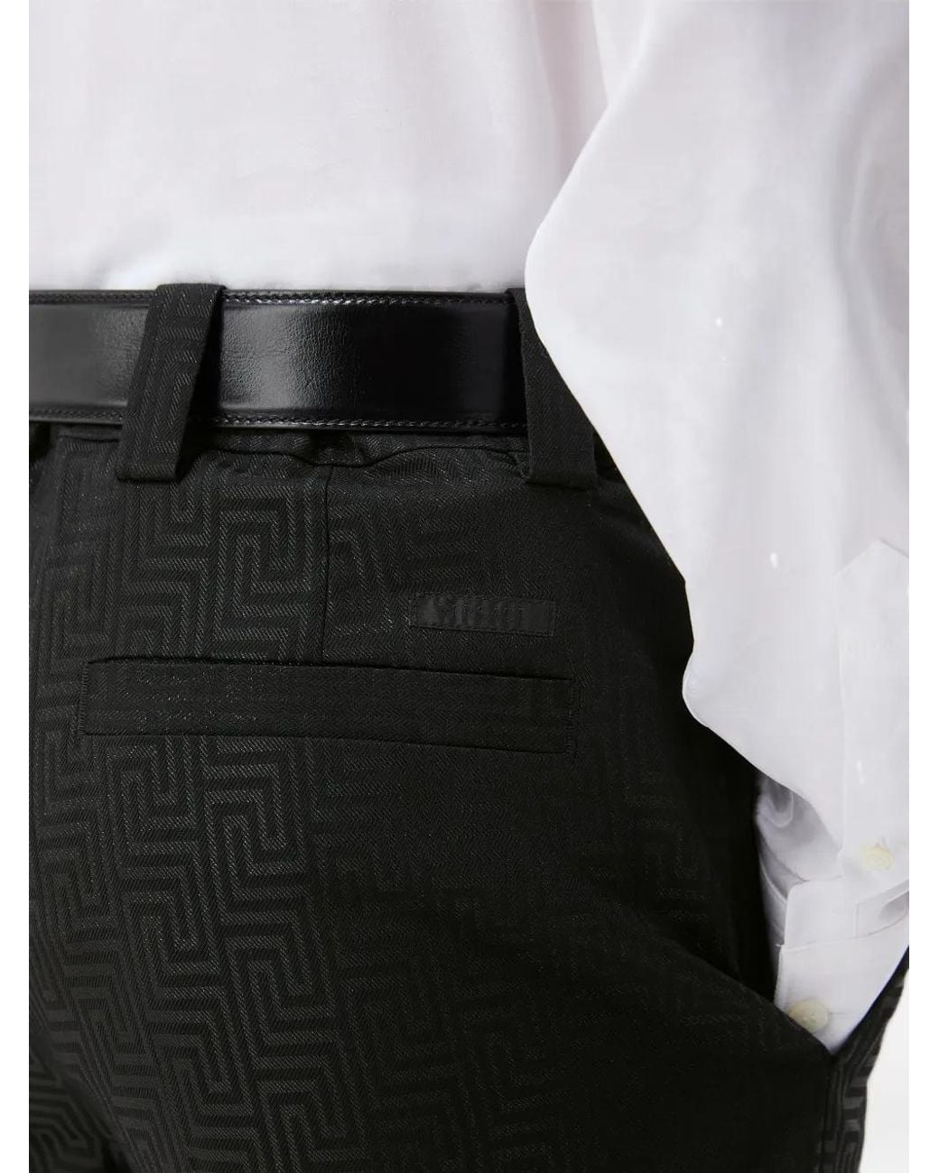 Versace Black Greca Jacquard Trousers for men