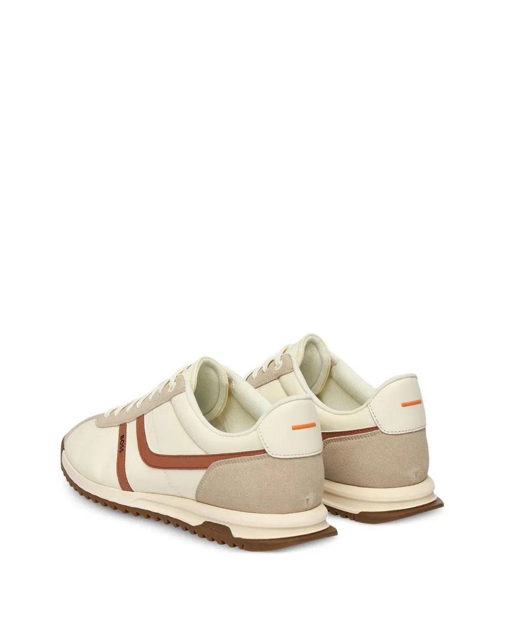 Boss White Logo Trainers With Faux Suede Trims for men