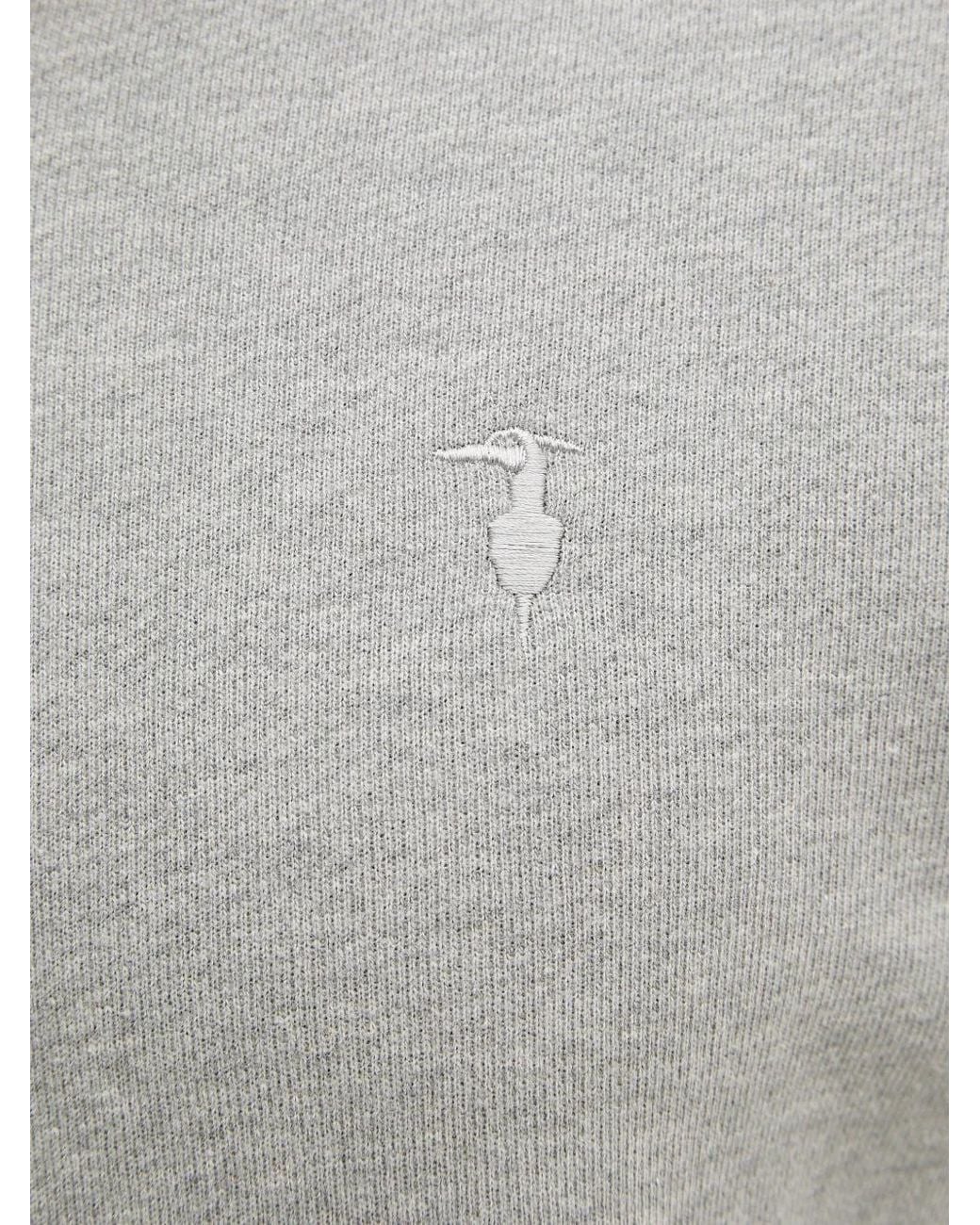 Trussardi Gray Logo-Embroidered Zip-Up Hoodie for men