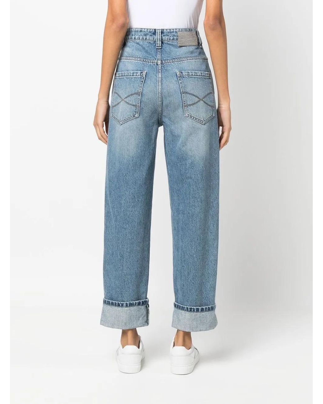 Brunello Cucinelli Blue High-Rise Straight-Leg Jeans