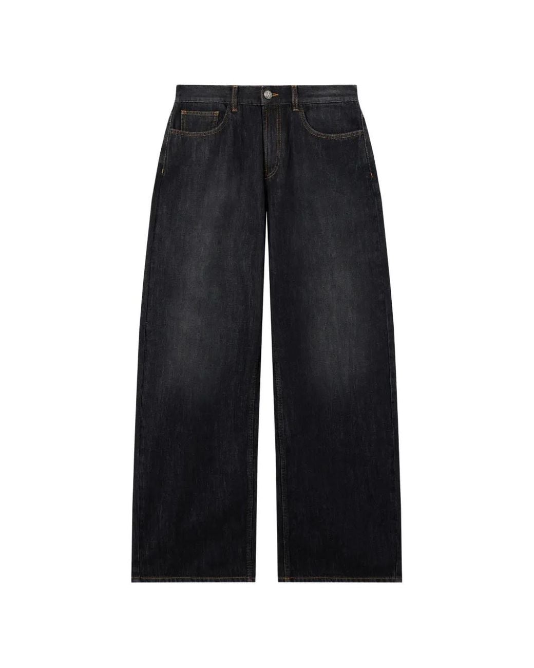 Palm Angels Blue Curved Logo Loose Jeans for men
