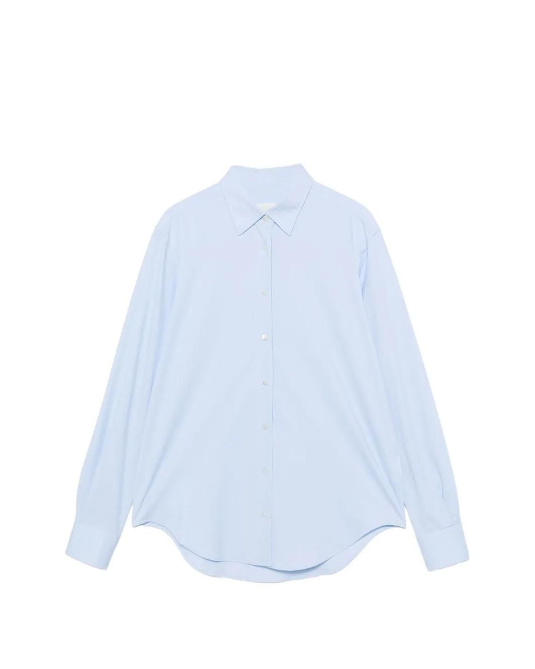 Xacus Blue Marta Button-Down Curved-Hem Shirt
