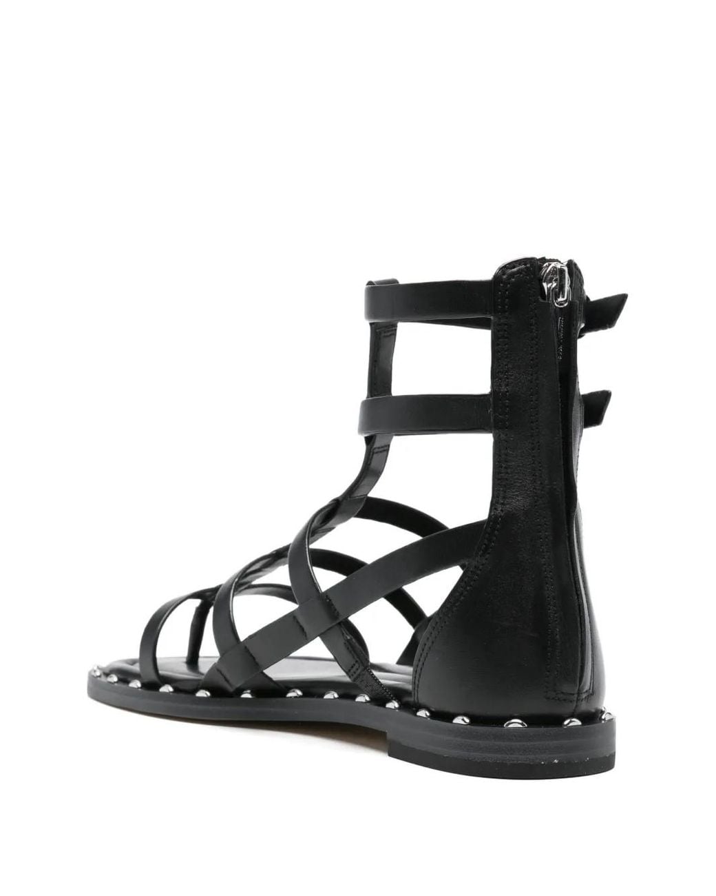 Michael Kors White Noa Buckle-Detail Studded Sandals