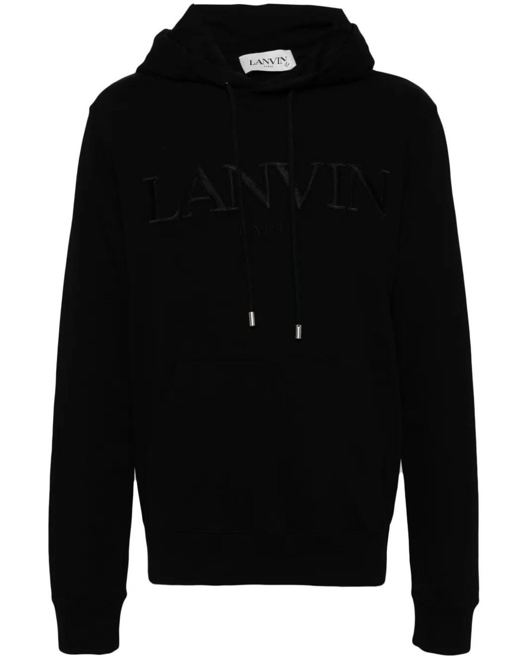 Lanvin Black Logo-Embroidered Hoodie for men