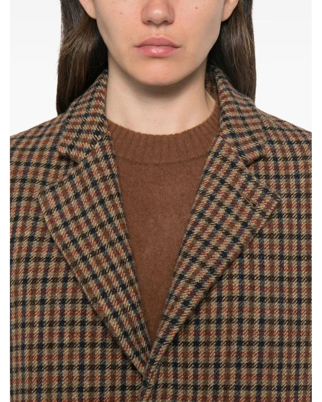 Barena Brown Checked Wool Jacket