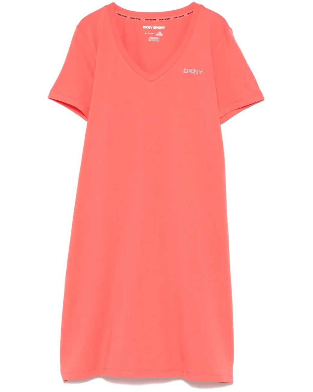 DKNY Pink V-Neck Performance Dress