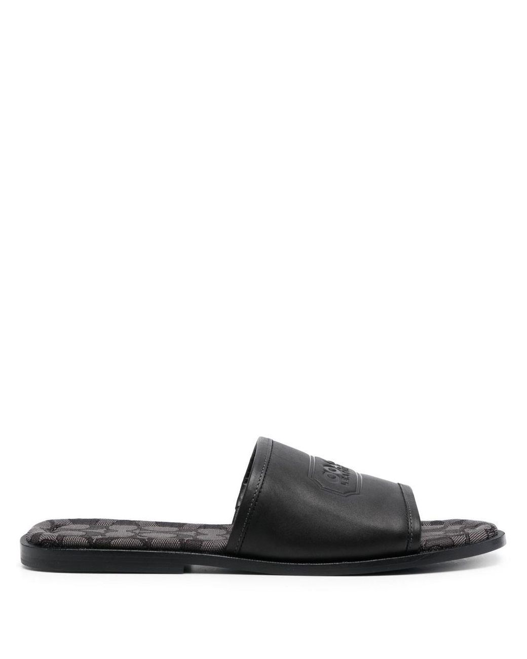 COACH Monogram-jacquard Leather Slides in Black for Men | Lyst