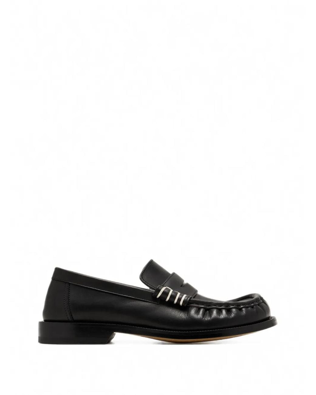 J.W. Anderson Black Contrast-Stitch Penny Loafers