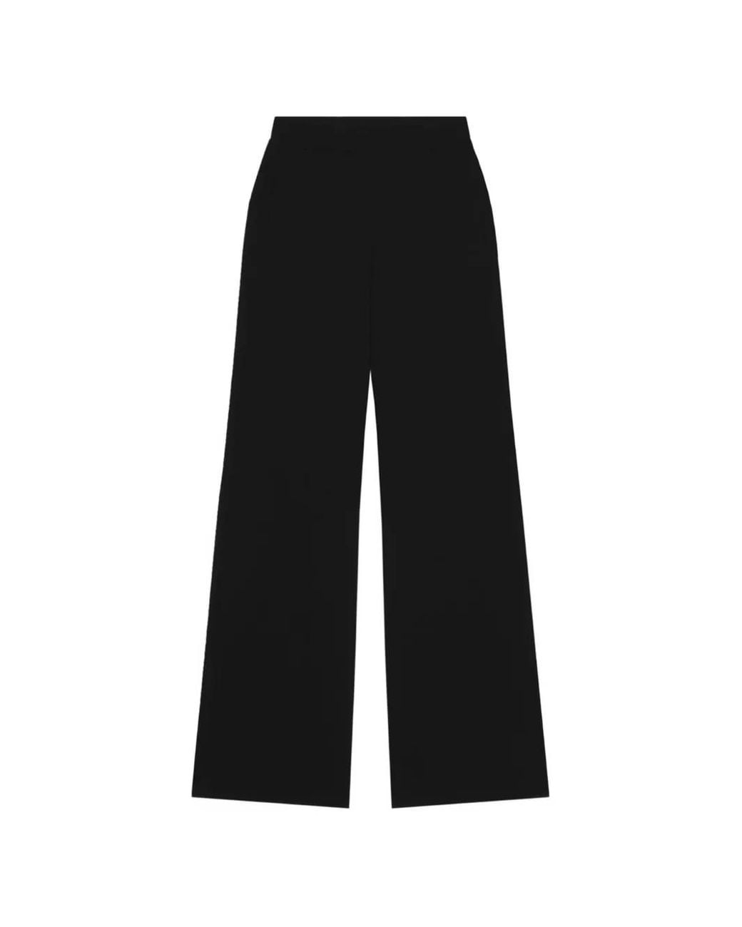 Blumarine Black Ribbed-Waistband Wool Trousers