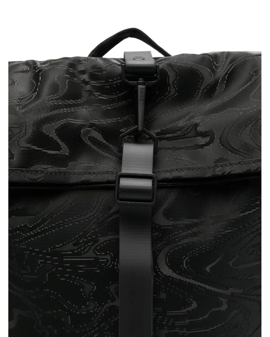 Rains Black Pattern Backpack for men
