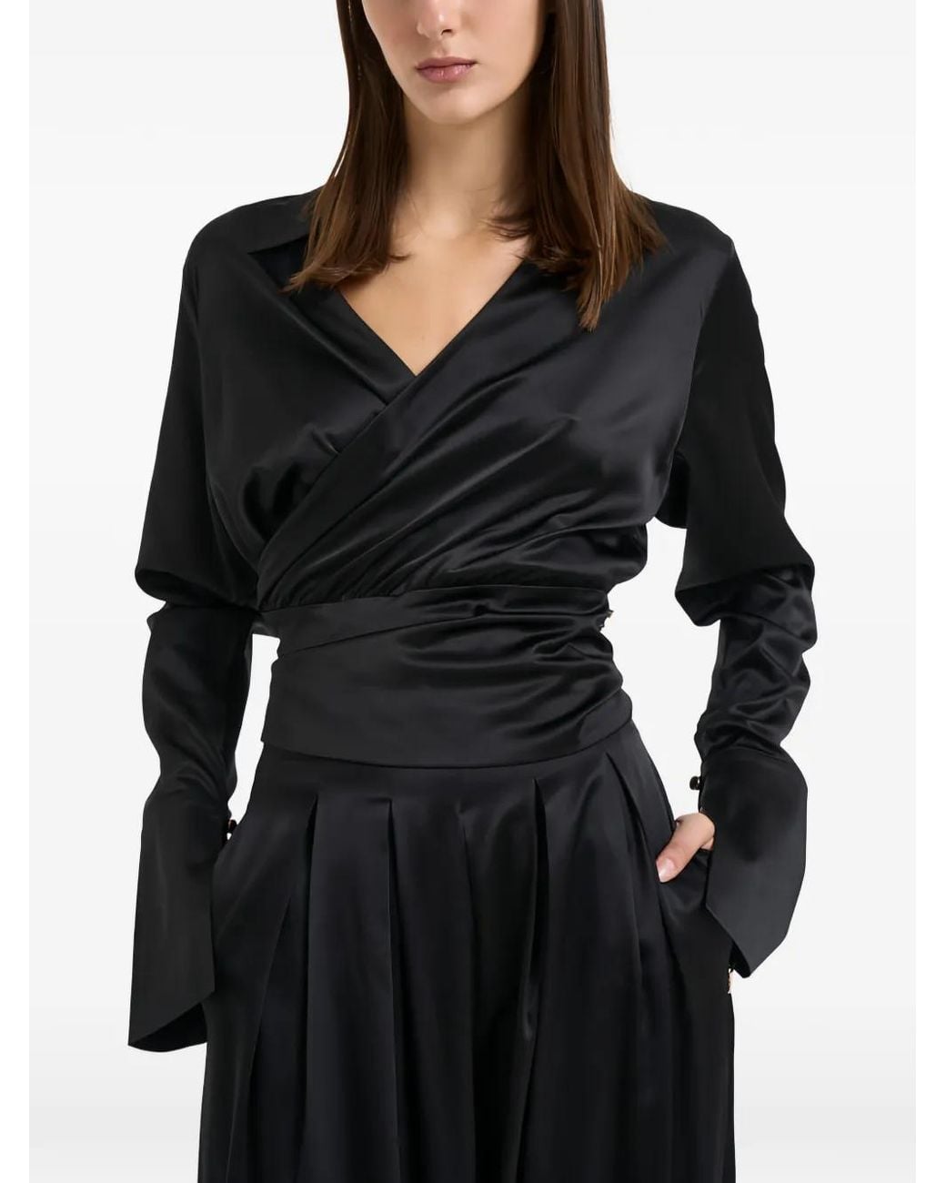 Danamé Black Alexa Wrap-Style Long-Sleeve Shirt