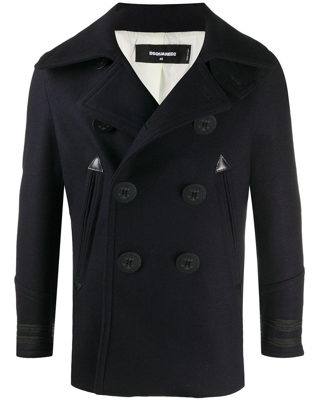 DSquared² Cotton Double-breasted Coat in Black for Men - Lyst