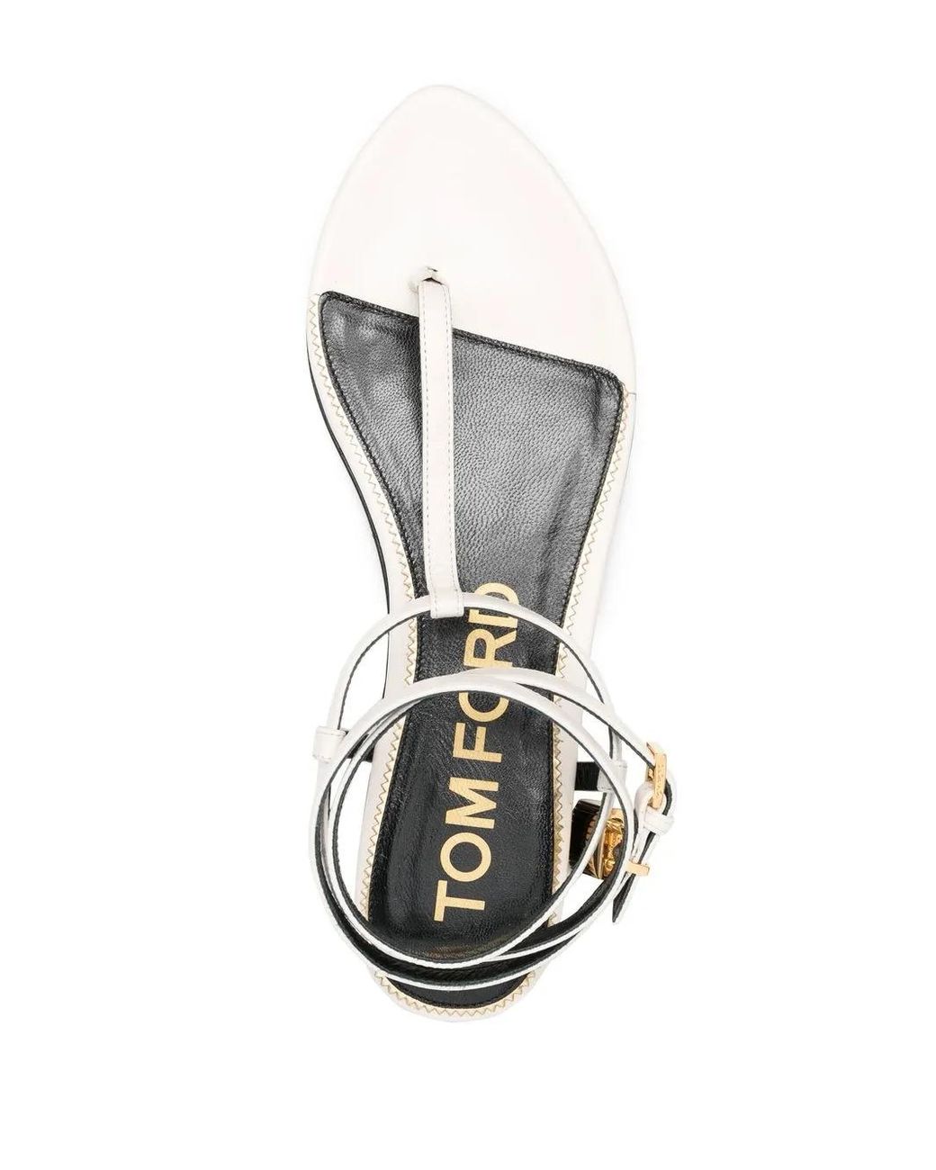 Tom Ford White Padlock Flat Sandals