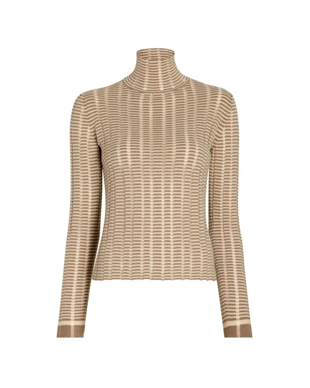 Proenza Schouler Natural Stina Ladder-Stripe Turtleneck Sweater