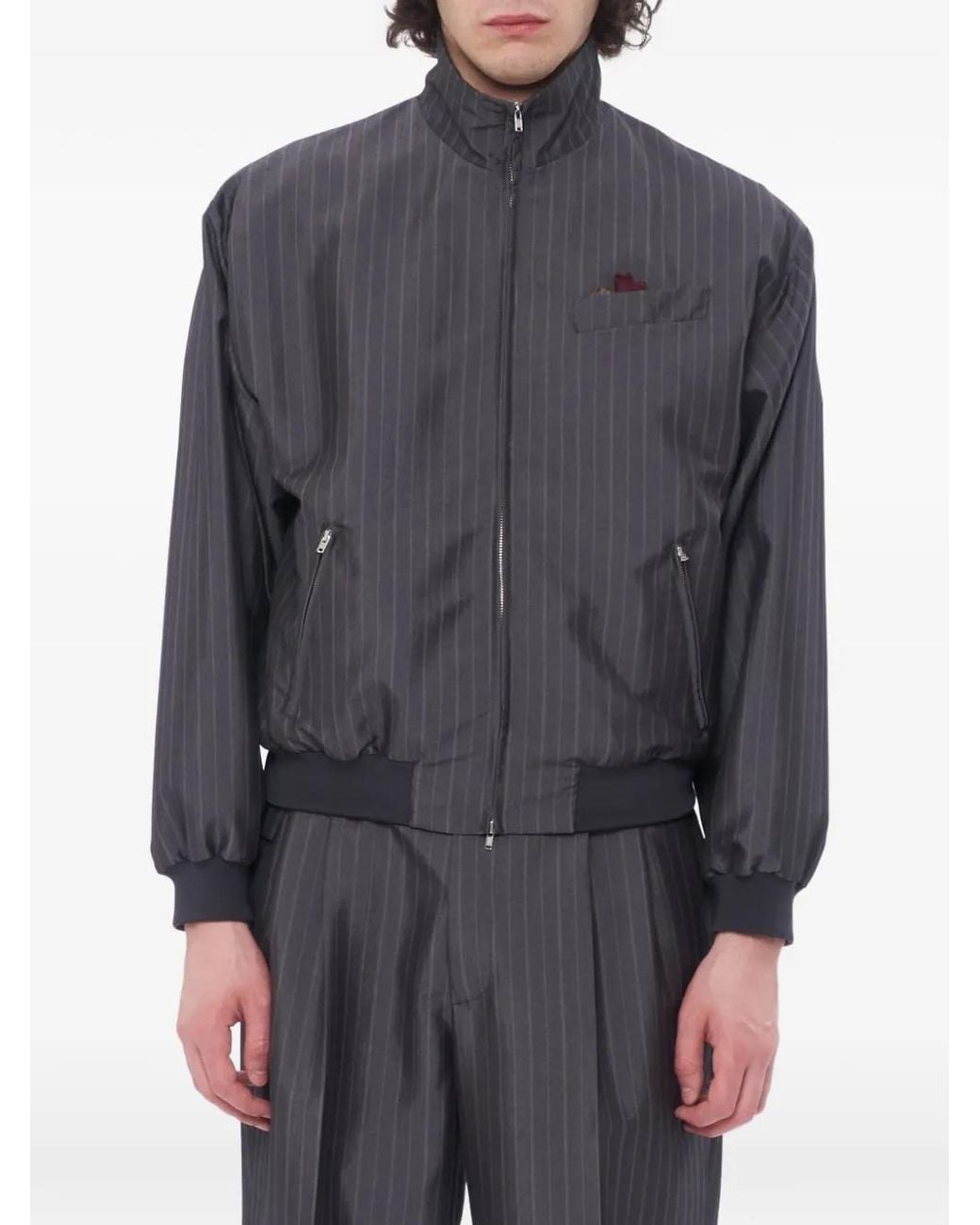 Magliano Gray X 247 Coach Tracksuit Pinstripe-Pattern Jacket