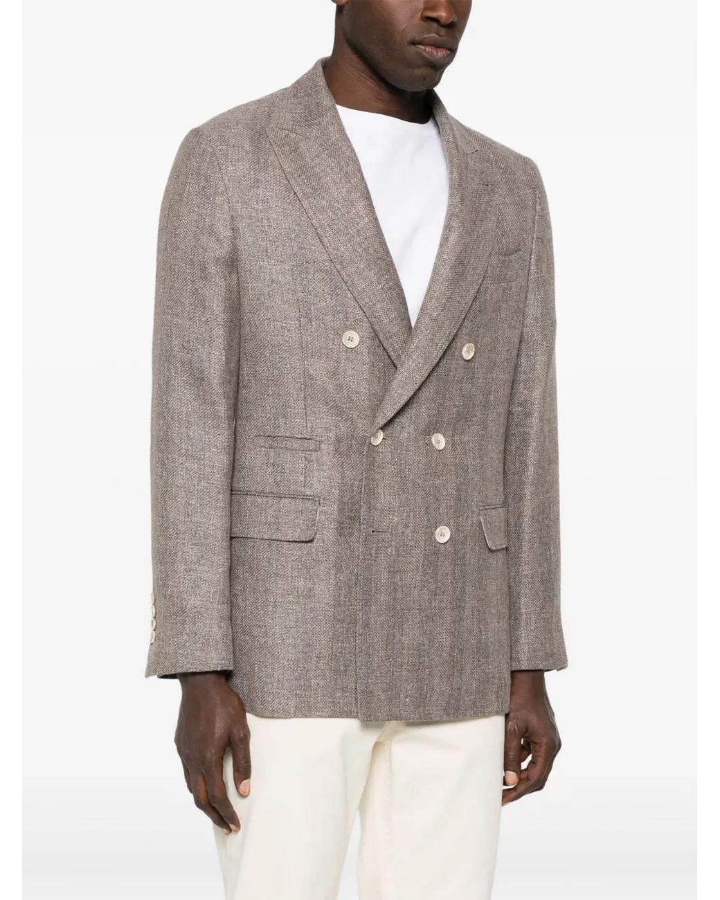 Brunello Cucinelli Brown Suit Type Jacket Clothing for men