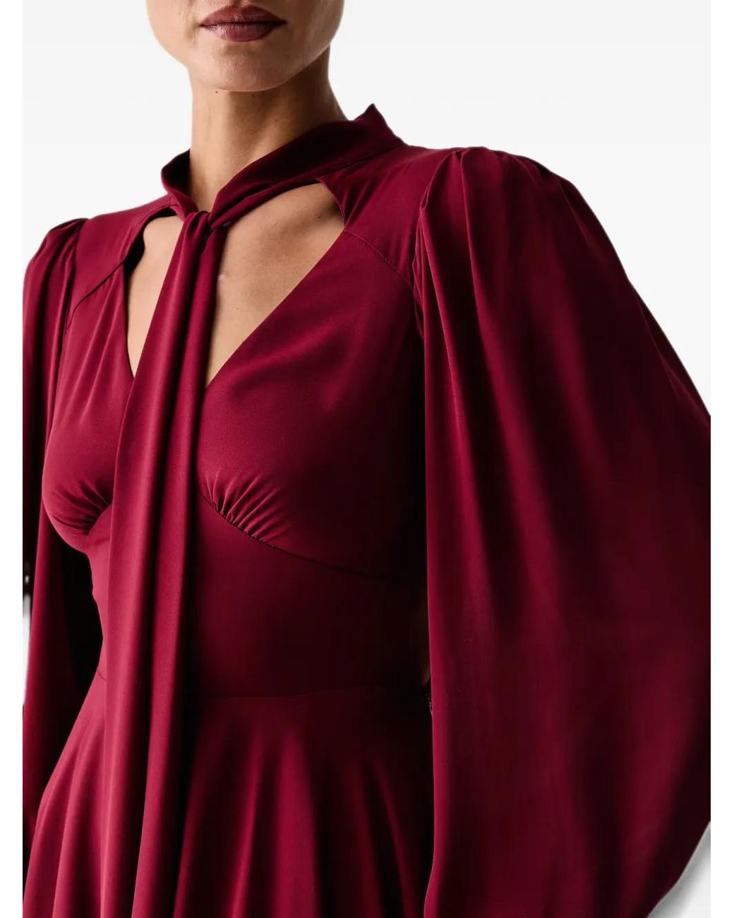Silvian Heach Red Bow Asymmetric-Hem Midi Dress
