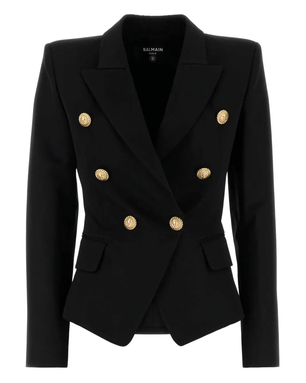 Blazer Con Doble Botonadura Balmain de color Black