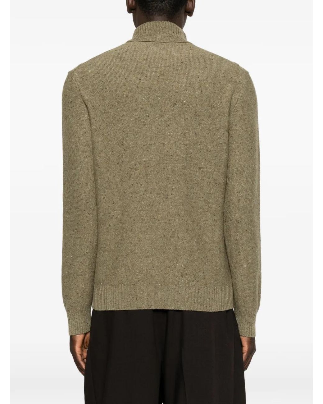 Gran Sasso Green Diamond-Quilted Roll-Neck Sweater for men