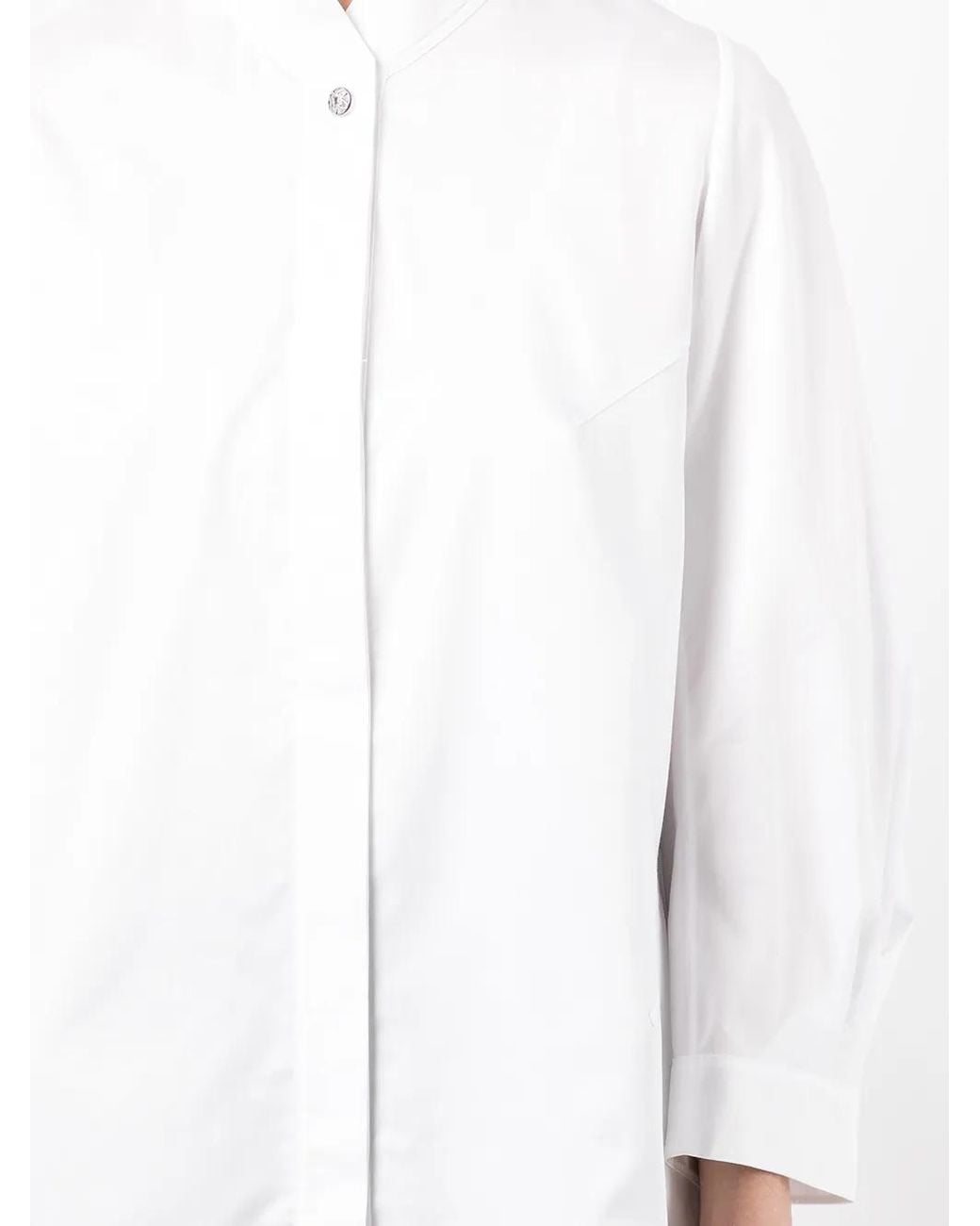 Shiatzy Chen White Cotton Mandarin-Collar Shirt