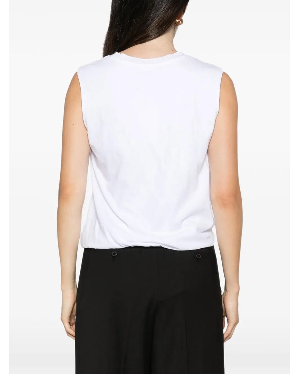 Bobi White Sleeveless Bubble-Hem Vest