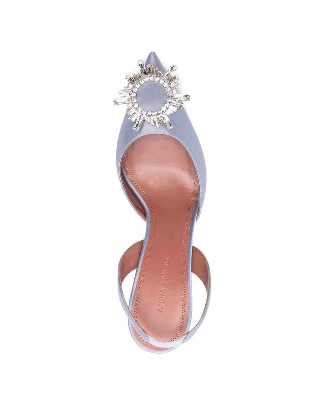 AMINA MUADDI White Begum Sling 95 Silk Satin Slingback Pump With Starbust Embellished Brooch